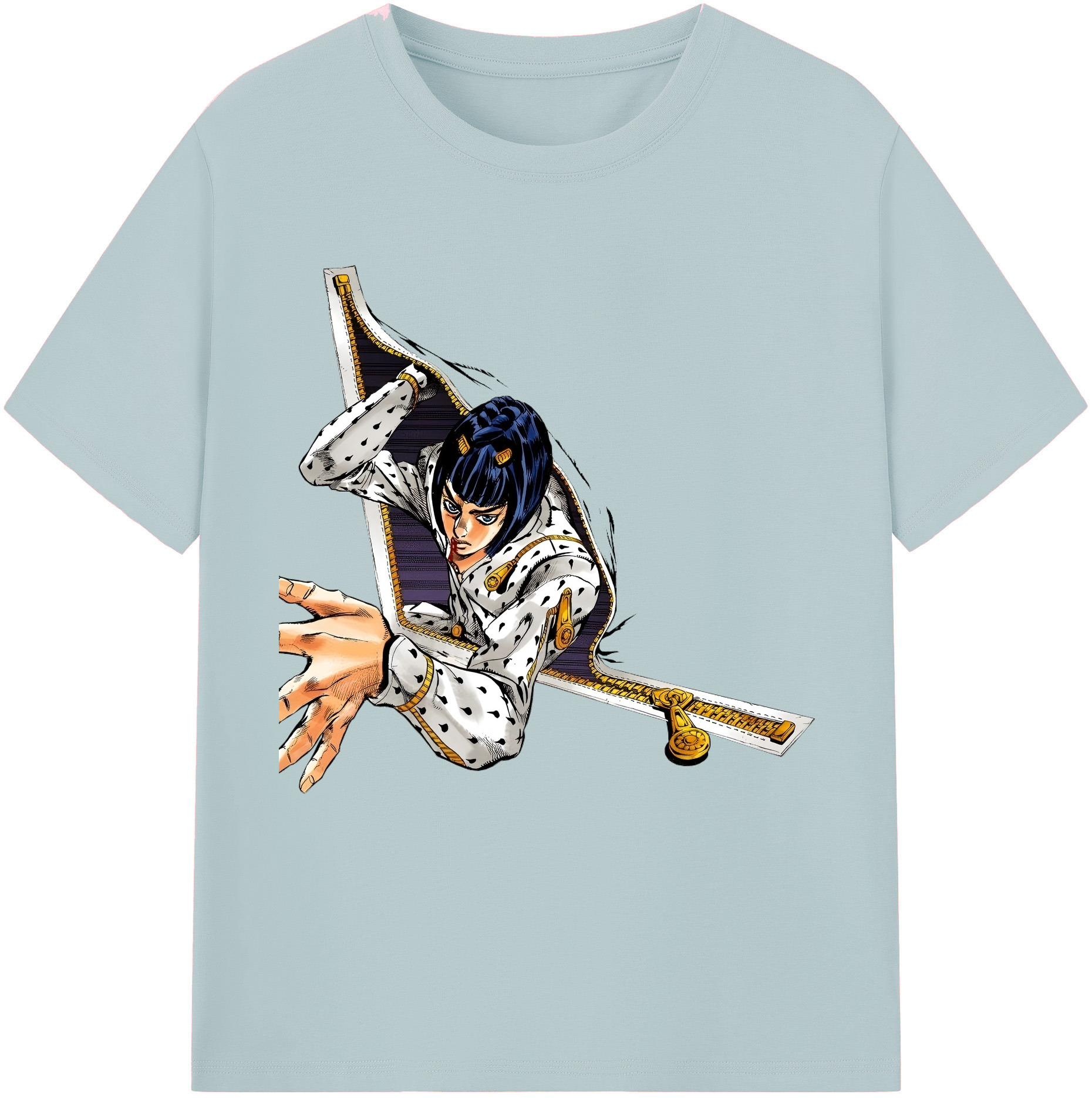 （画像用） ジョジョの奇妙な冒険 ブローノ?ブチャラティ JoJo's Bizarre Adventure Bruno Bucciarati 綿100％半袖Tシャツ（フロントプリント）